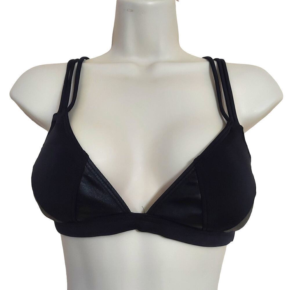 Victoria's Secret PINK Black Mixed Media Strappy Racerback Sports Bra